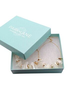 Park Lane Ariel Gold Hoop Earrings with Mother of Pearl Chips & Gold Beads Gift